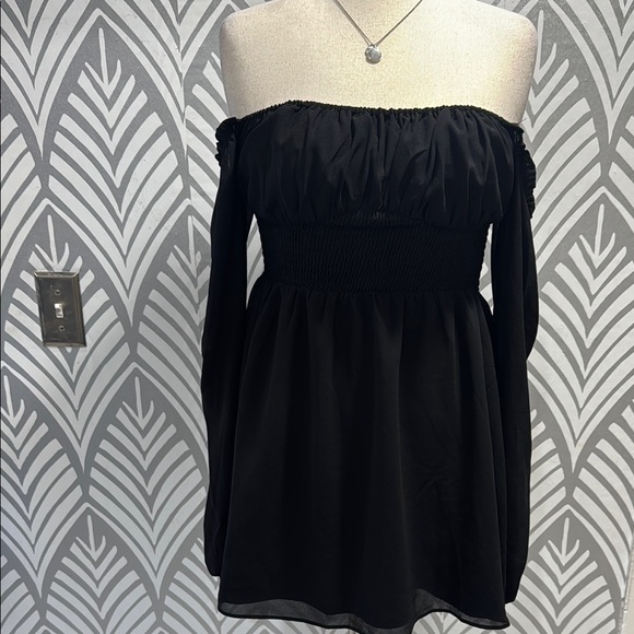 NWOT Princess Polly Black Babydoll Dress with Long Sleeves for Cocktail - Picture 5 of 12